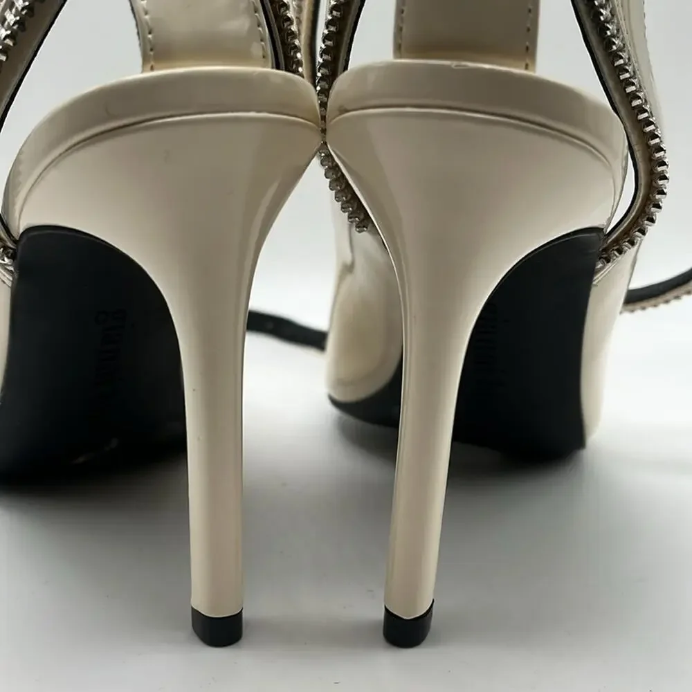 Gianni Bini Tatum Suede Zipper Detail Cut-Out White Pumps Size 5